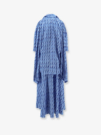 Balenciaga Women's Printed Fabric Long Dress Blue