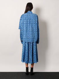Balenciaga Women's Printed Fabric Long Dress Blue