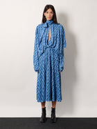 Balenciaga Women's Printed Fabric Long Dress Blue, view 2