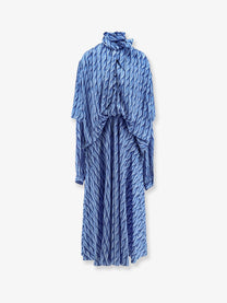 Balenciaga Women's Printed Fabric Long Dress Blue