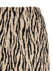 ROTATE Birger Christensen Printed Faux Fur Skirt White, view 3