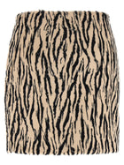 ROTATE Birger Christensen Printed Faux Fur Skirt White, view 2
