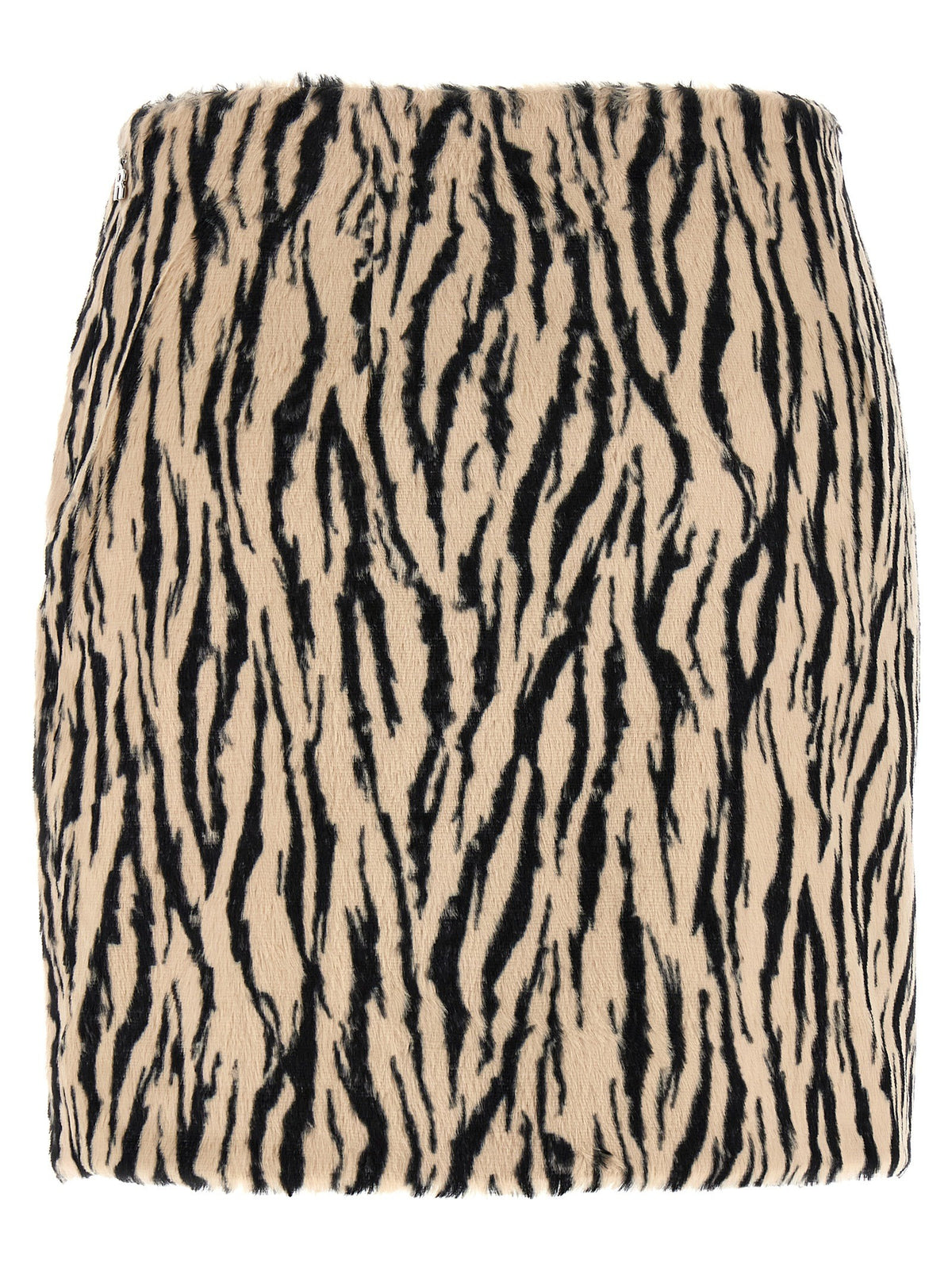 ROTATE Birger Christensen Printed Faux Fur Skirt White, view 2