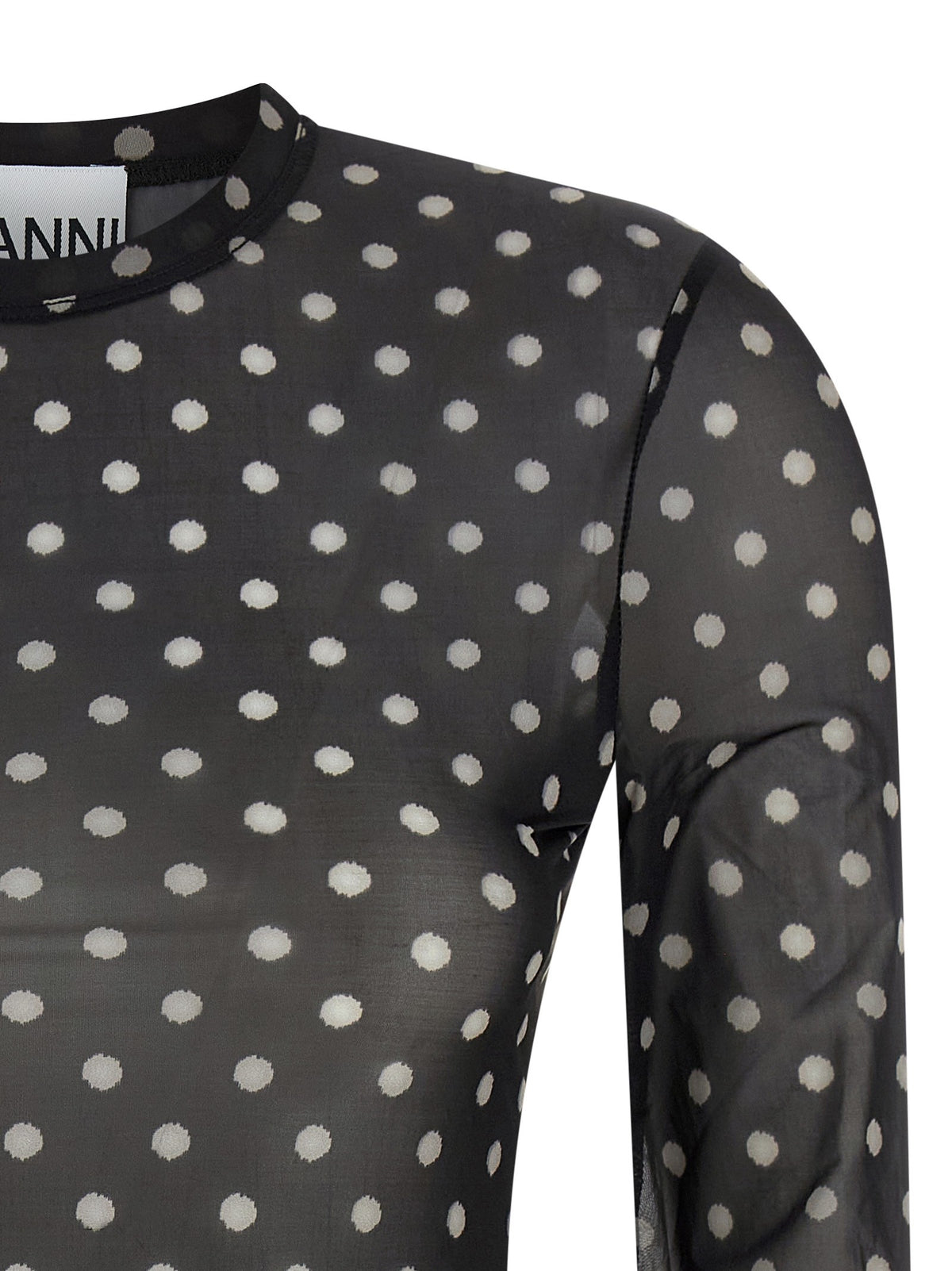 Ganni Printed Sheer Sweater Black