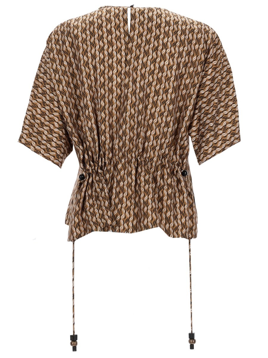 Max Mara Women's Printed Silk Blouse Brown