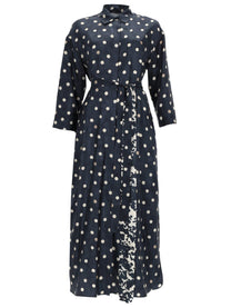 S MAX MARA Women's Printed Silk Lever Dress Blue