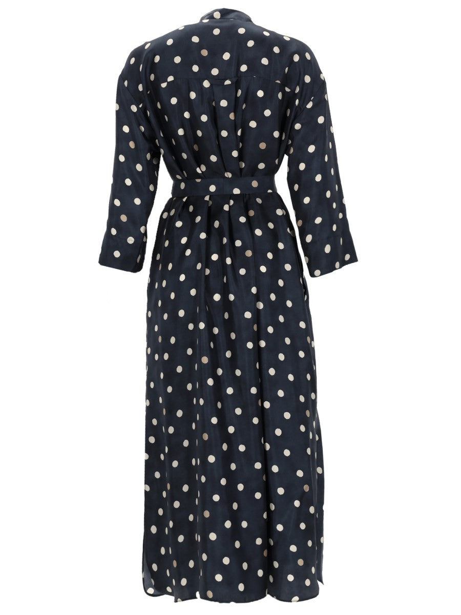 S MAX MARA Women's Printed Silk Lever Dress Blue
