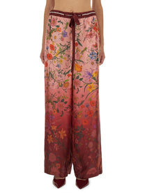 Gucci Women's Printed Silk Pants Blue