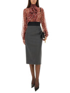 Saint Laurent Women's Printed Silk Shirt Red, view 2