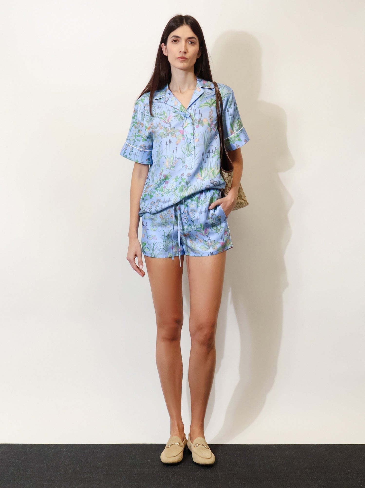 Gucci Women's Printed Silk Shirt White