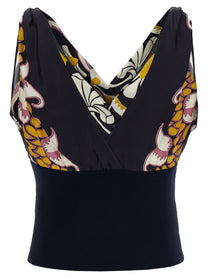 Tory Burch Printed Silk Top Black