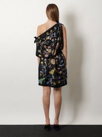 Versace Women's Printed Silk Twill Midi Dress Black