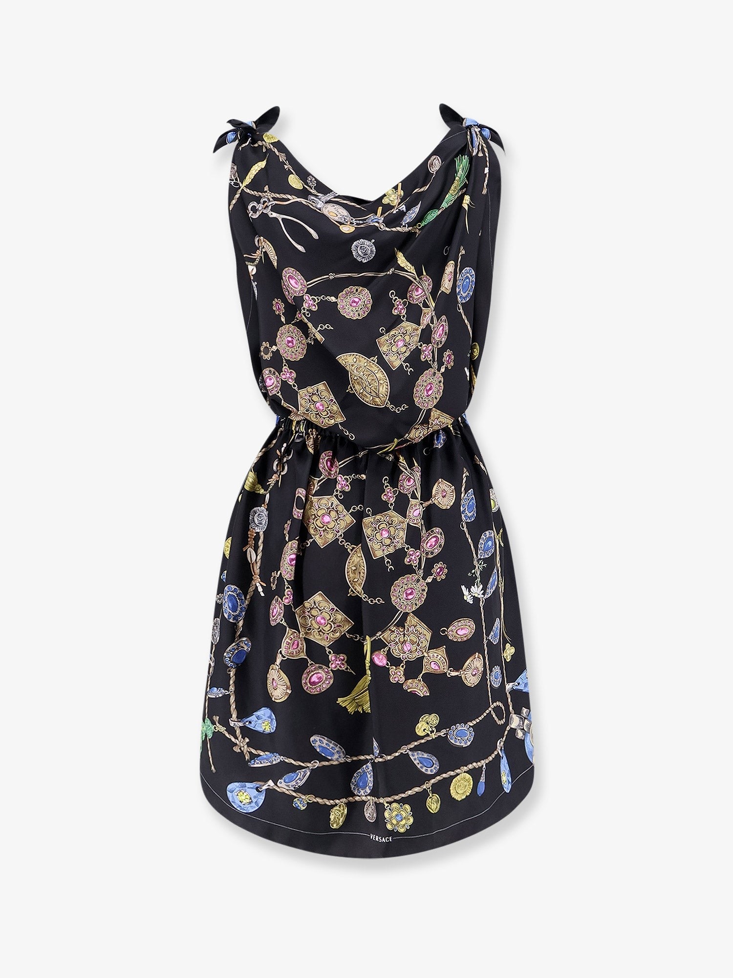 Versace Women's Printed Silk Twill Midi Dress Black