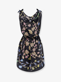 Versace Women's Printed Silk Twill Midi Dress Black