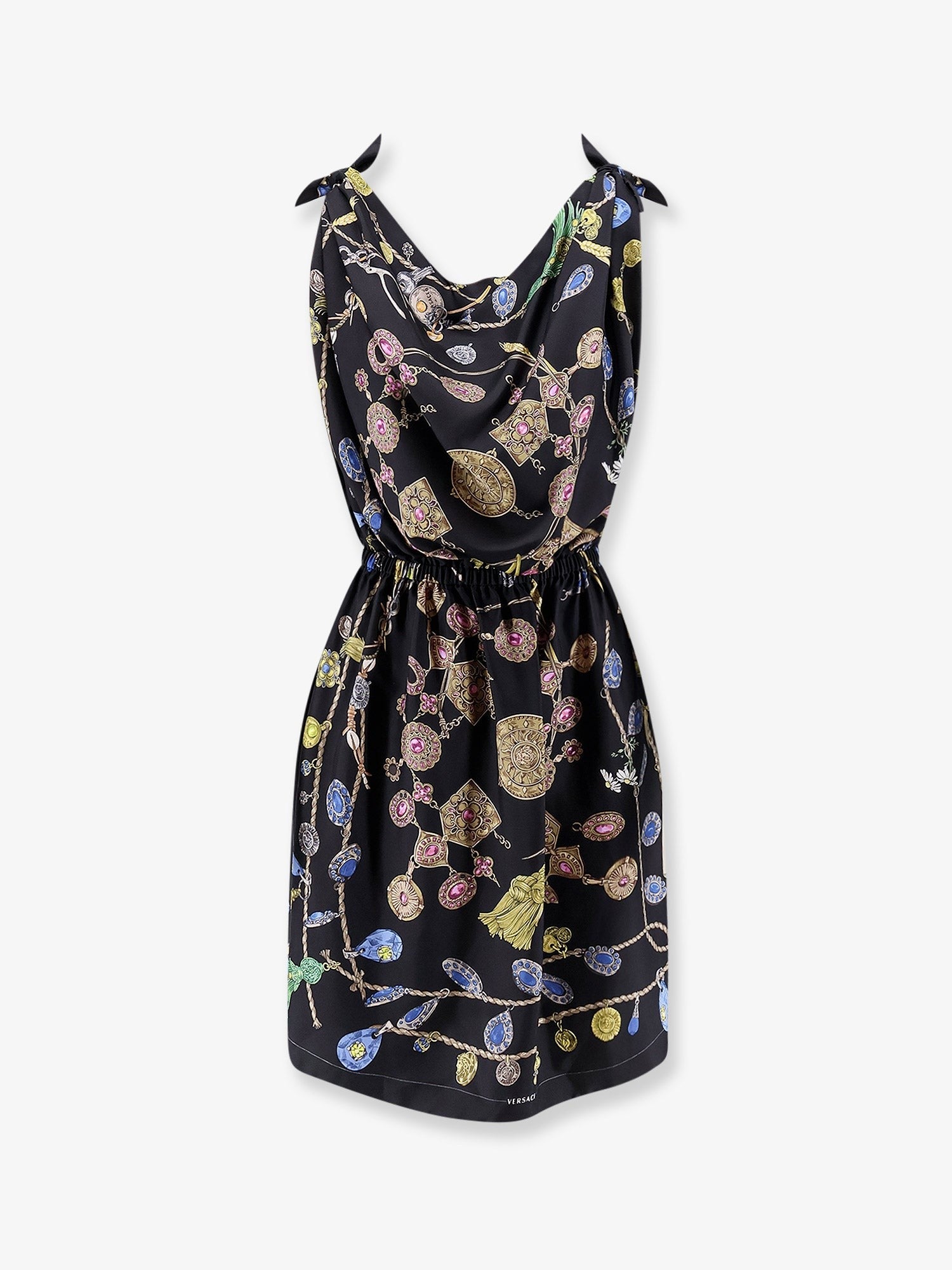 Versace Women's Printed Silk Twill Midi Dress Black