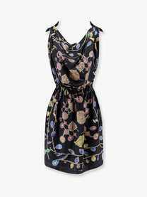 Versace Women's Printed Silk Twill Midi Dress Black