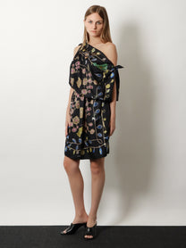 Versace Women's Printed Silk Twill Midi Dress Black
