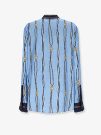 Gucci Women's Printed Silk Twill Shirt Blue