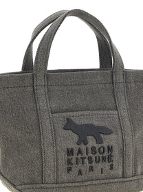 Maison Kitsuné Profile Fox Mini Shopping Bag Grey