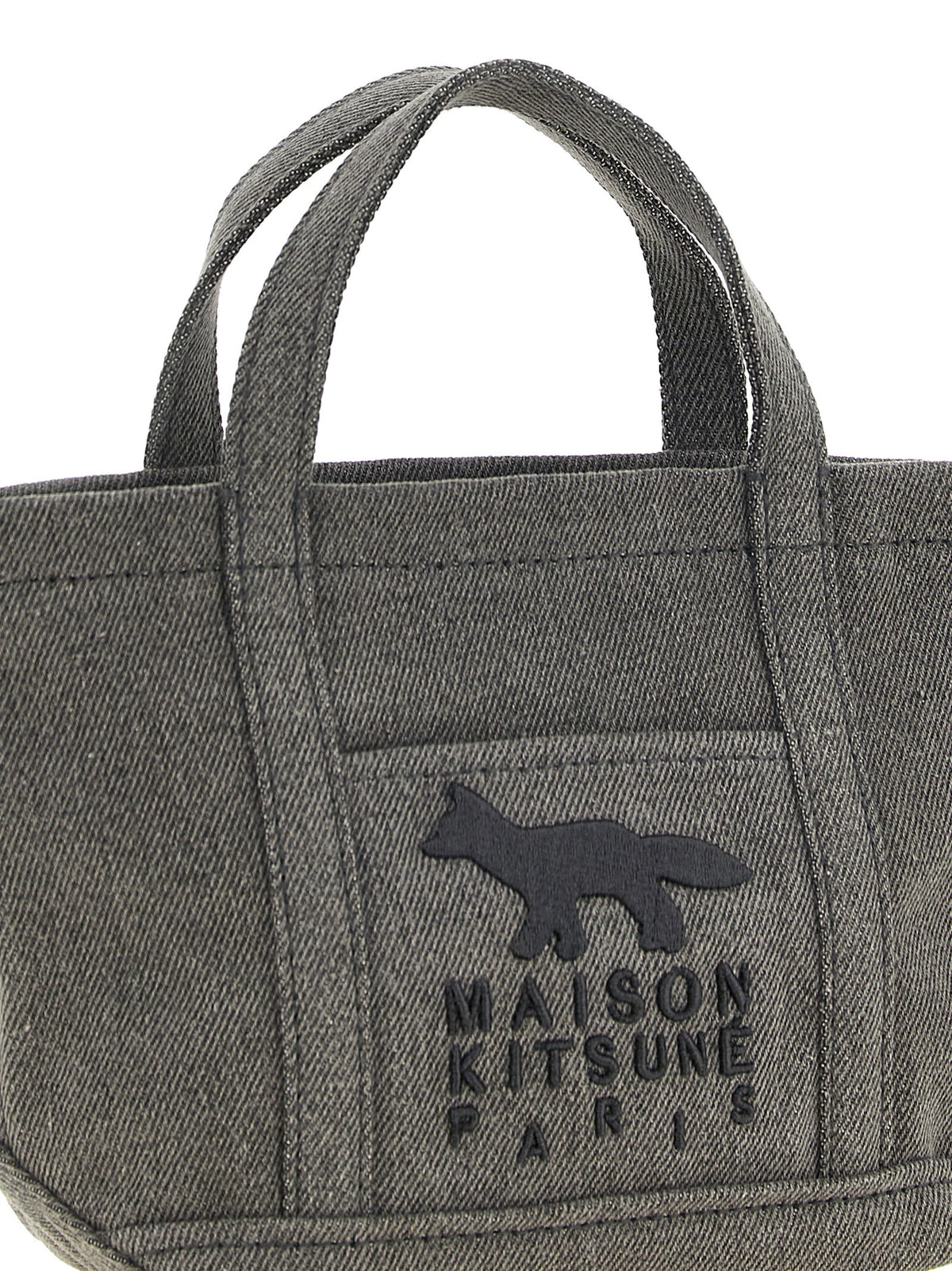 Maison Kitsuné Profile Fox Mini Shopping Bag Grey