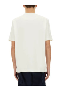 Ps By Paul Smith men’s bike tyres shirt white minimalist white cotton t-shirt with relaxed fit and short sleeves