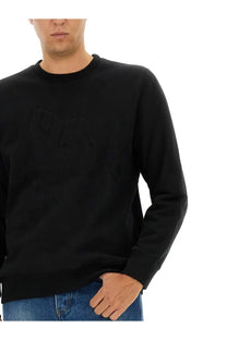 Black ps by paul smith men’s cotton crewneck sweatshirt with subtle textured logo on the chest