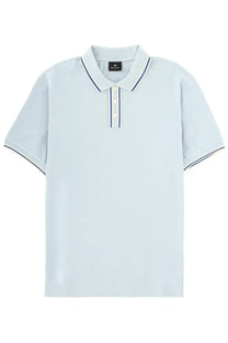 Ps by Paul Smith men’s light blue cotton polo shirt with short sleeves and navy and white trim details