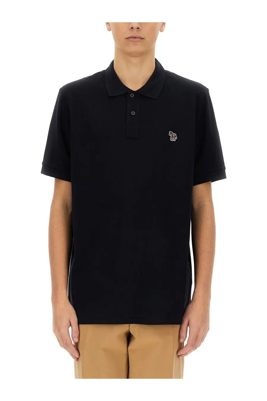 Ps by paul smith men’s regular fit black short-sleeved polo shirt with subtle embroidered logo on left chest