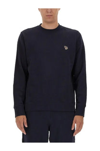 Ps by Paul Smith men’s regular fit dark navy blue crewneck sweatshirt with small embroidered logo on left chest