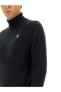 Black ps by paul smith men’s turtleneck sweater with small embroidered logo on the chest
