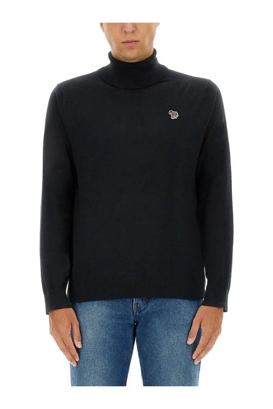 Ps by paul smith men’s black turtleneck sweater with small embroidered logo on the chest