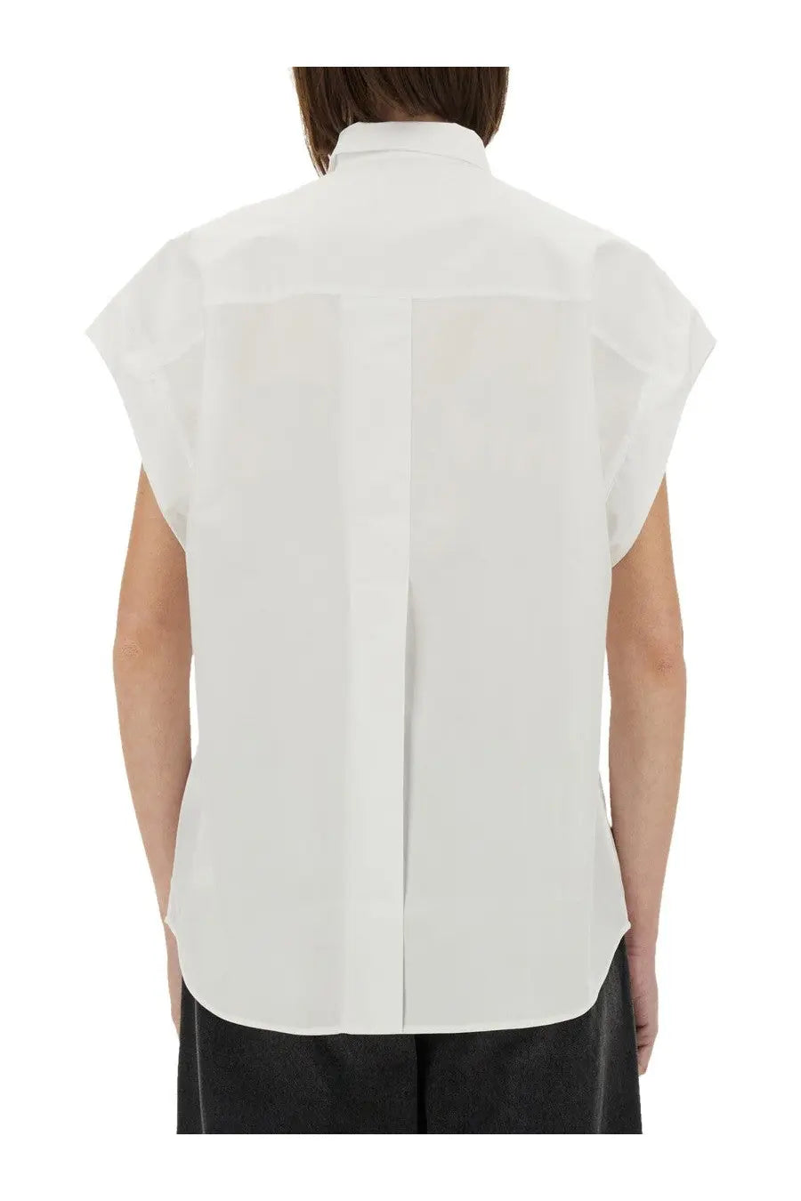 Ps by paul smith women’s white cotton sleeveless blouse with structured collar and vertical seam detail
