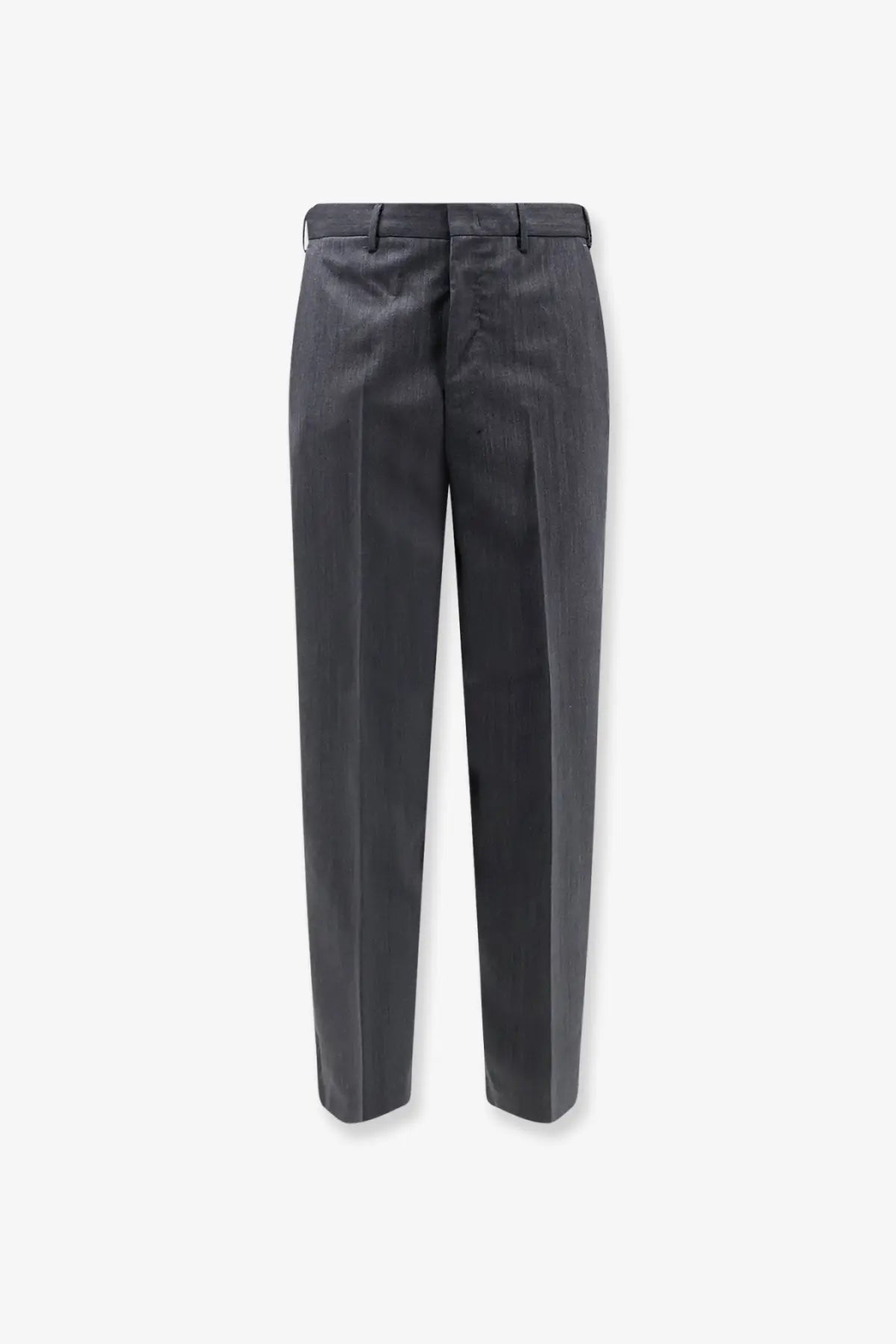Dark gray tailored pt torino men’s dandy deluxe virgin wool trousers with subtle textured weave and straight-leg cut