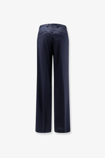 Pt torino men’s edge quindici navy blue virgin wool wide-leg trousers with tailored fit and subtle creases
