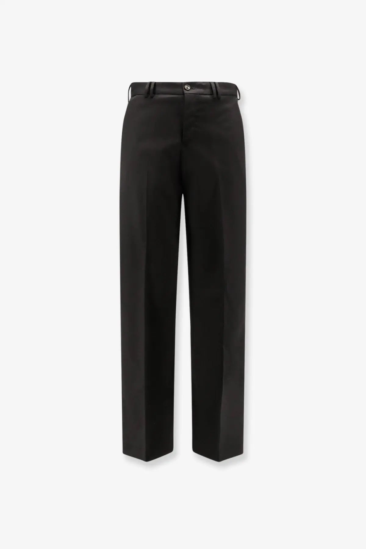 Pt torino men’s michael reworked black tailored virgin wool trousers with sleek straight-leg cut and subtle sheen