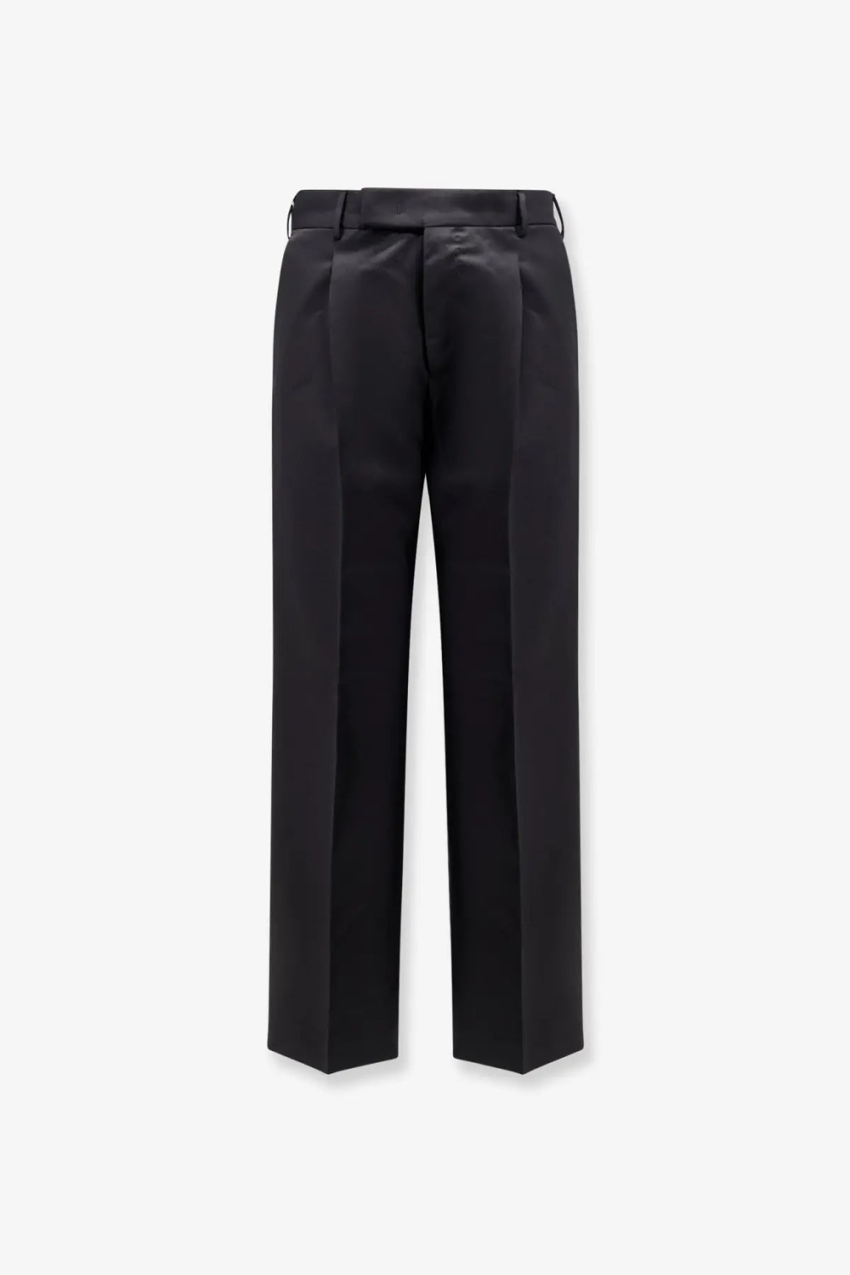 Pt Torino men’s pantaloni quindici edge black lana wool trousers with tailored sleek straight-leg cut and subtle pleats