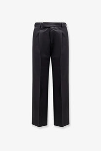 Pt Torino men’s pantaloni quindici edge black lana wool trousers with tailored sleek straight-leg cut and subtle pleats