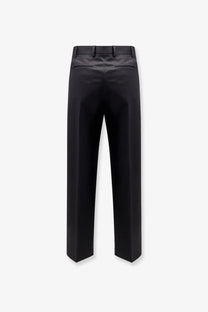 Pt torino men’s pantaloni quindici edge black lana wool trousers with sleek straight-leg cut and subtle back pleats