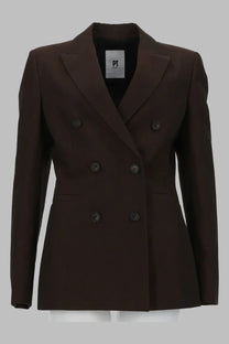 Pt Torino Women's Giacca Romy in Lino Cotone Brown
