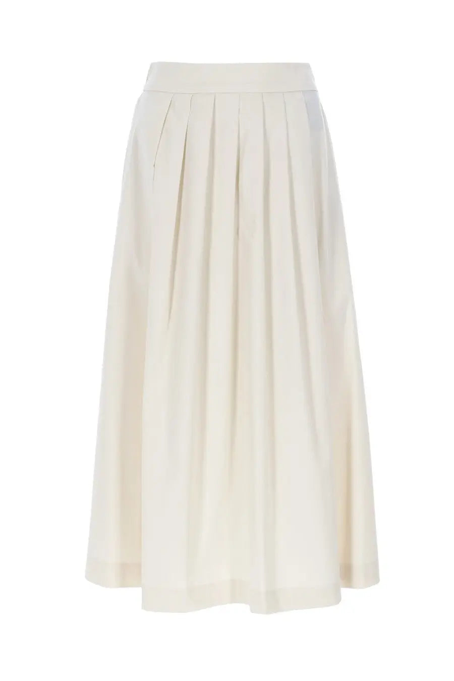 Pt torino women’s gonna midi doris white flowing cream-colored pleated midi skirt made of lightweight fabric