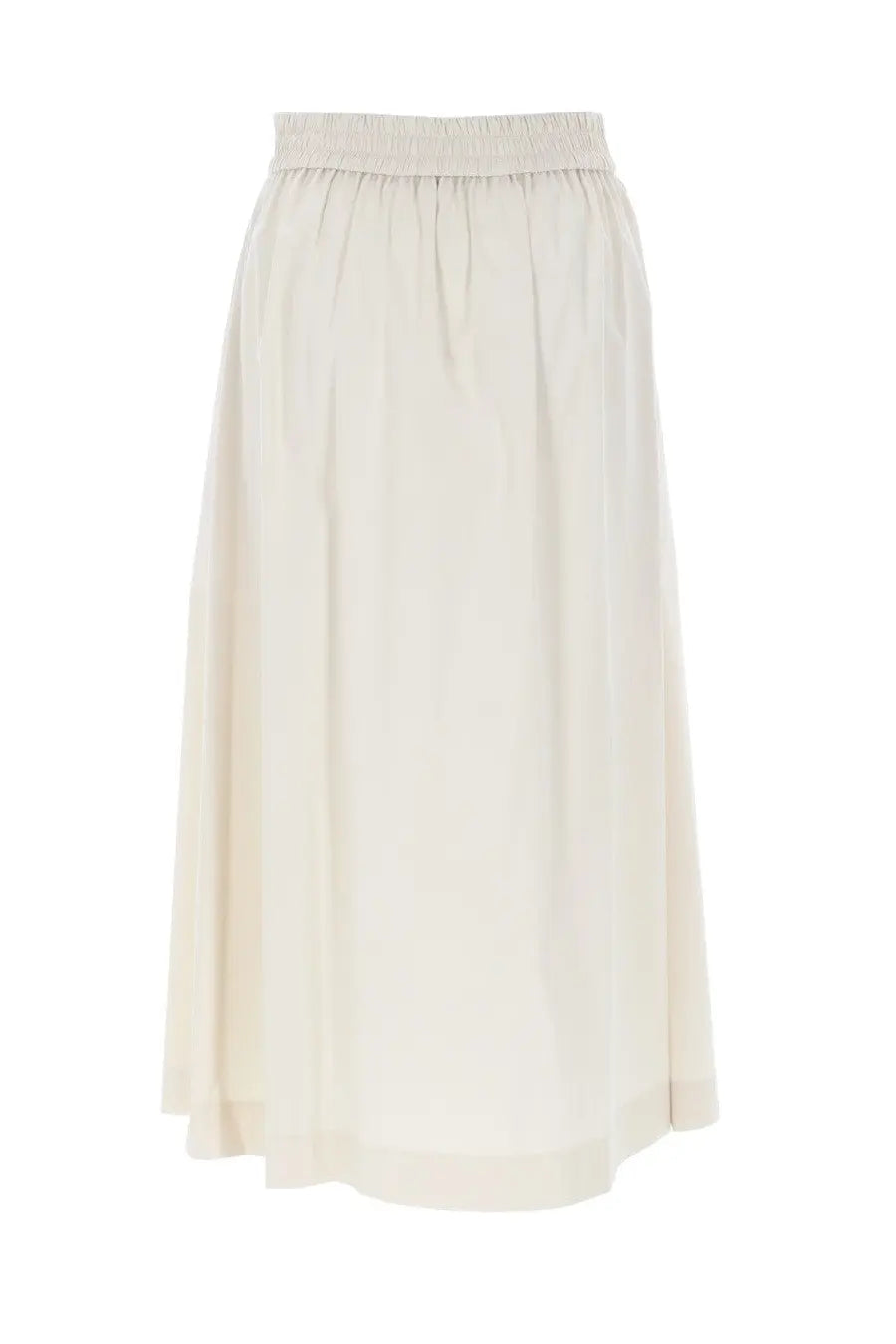 Pt Torino women’s gonna midi Doris white flowing off-white skirt with soft elastic waistband and subtle pleats