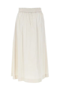 Pt Torino women’s gonna midi Doris white flowing off-white skirt with soft elastic waistband and subtle pleats