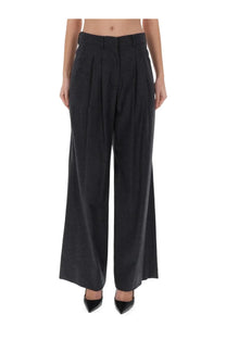 Black high-waisted pleated wide-leg trousers by Pt Torino women’s pants Frankie Grey in a soft fabric