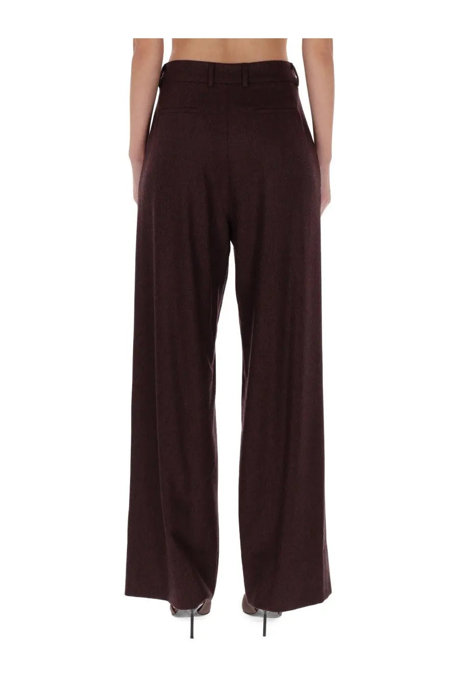 Pt torino women’s wide-leg pants in dark brown with a high waistband and tailored fit for a sleek look
