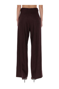 Pt Torino women’s dark brown wide-leg trousers with a sleek tailored fit and high waistband in Frankie Red style