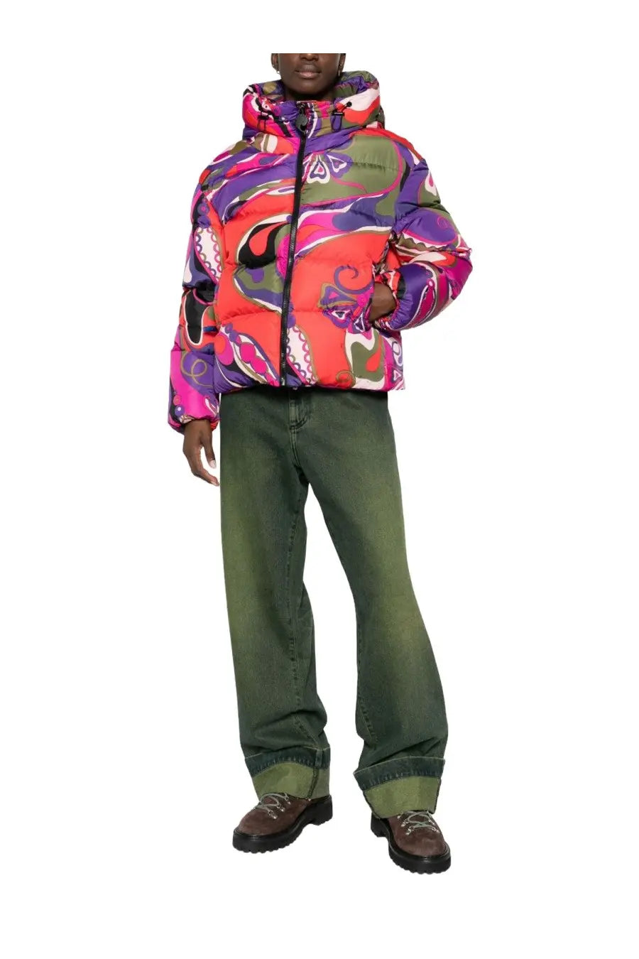 Pucci Women's Padded Jacket with Print Orchidee Multicolor, view 2