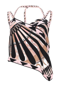 Pucci women’s halter top with pink black and beige bold geometric pattern perfect for stylish casual wear
