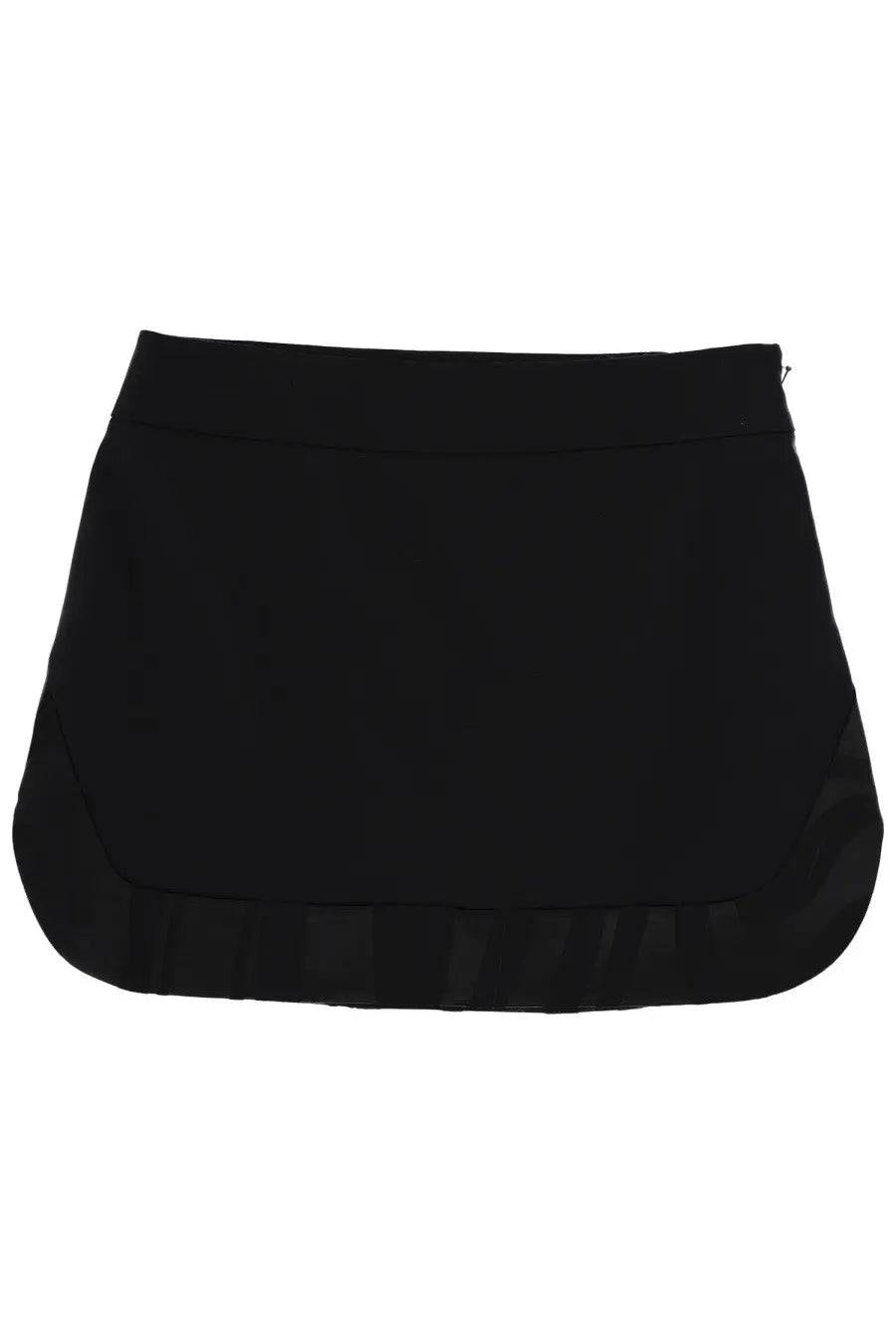 Pucci women’s black wool miniskirt with sleek form-fitting design and subtle ruffled hem