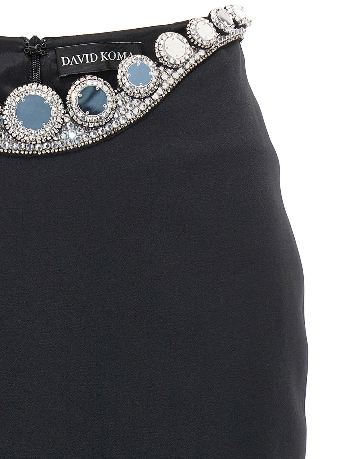 David Koma Puffer Circle Embroidery Skirt Black, view 3
