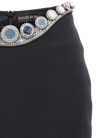 David Koma Puffer Circle Embroidery Skirt Black, view 3